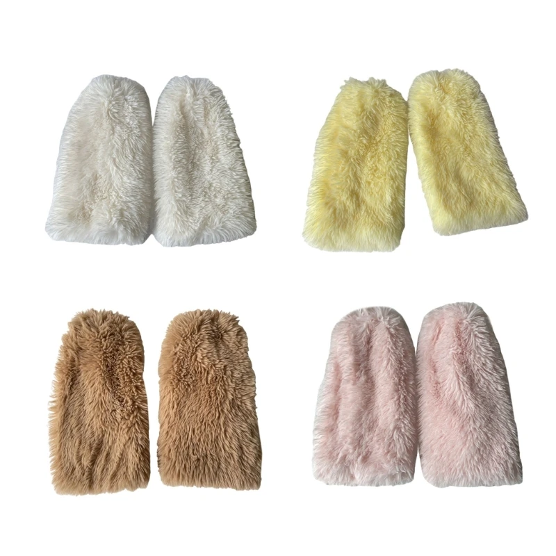 

Aesthetic Fuzzy Leg Warmers for Women and Girls Soft Plush Winter Accessory Boot Covers Solid Color Furry Leg Sleeves