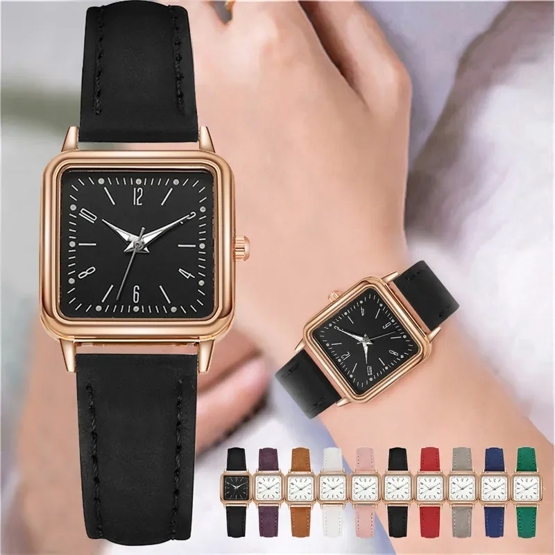 Fashion Square Women Watches Casual Leather Strap Ladies Wristwatches Clock Gift Relogio Feminino