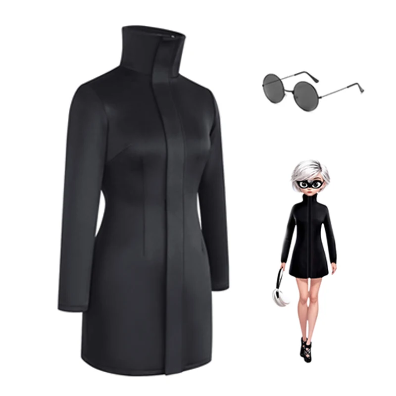 Women Gojo Satoru Bodycon Dress Cosplay Costume with Glasses Set for Girl Cosplay Stretchy Fabric Black Sexy Dress Halloween view 3