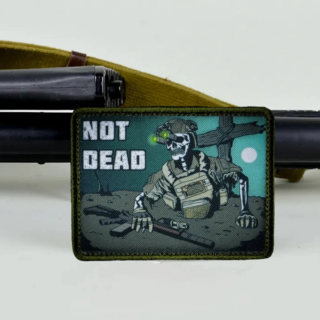 NOT DEAD Emblem Death Reaper Morale Badge Printed Hook and Loop Army Tactical Patches for Clothing Military Backpack Sticker