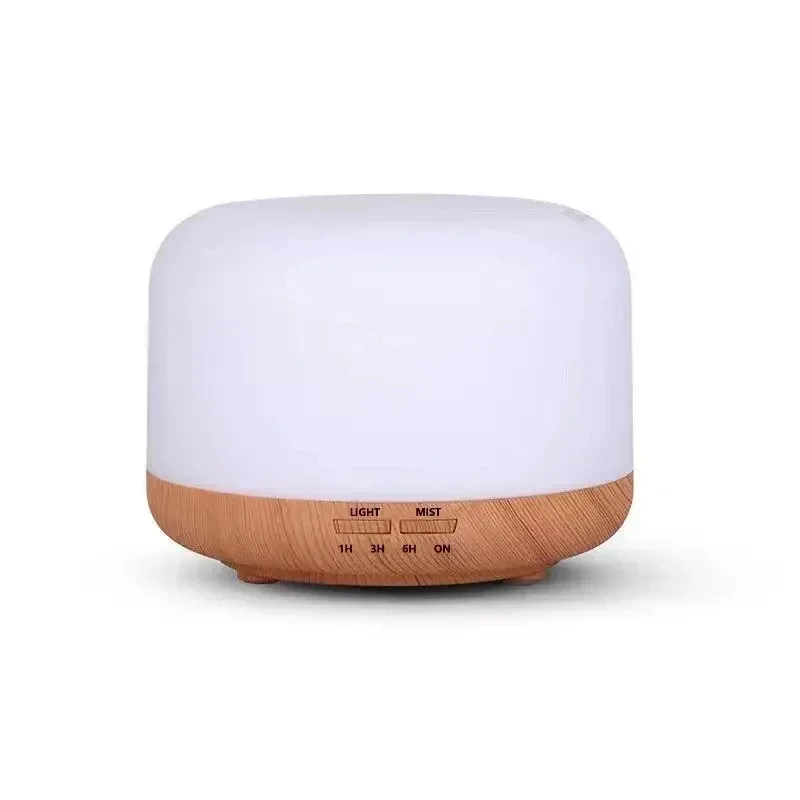 500ML Mini Humidifier USB Wood Grain Aroma Diffuser, Air Humidifier with Colorful Night Lights, Essential Oil Diffuser Machine