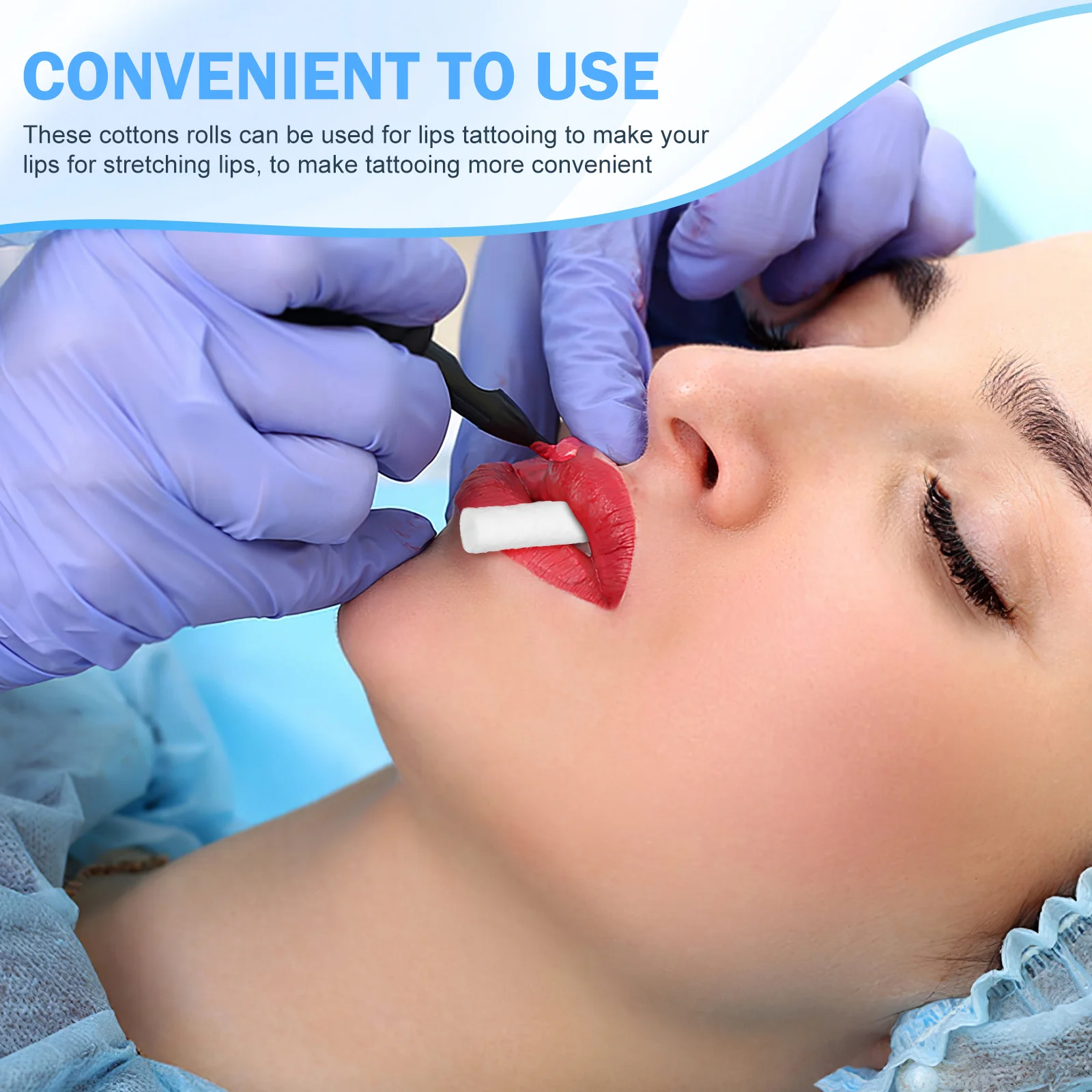 

1 Box Tattoos Cotton Roll Absorbent Dental Cotton Rolls Random Color for Lips Tattooing Nosebleed Stopper Oral Use
