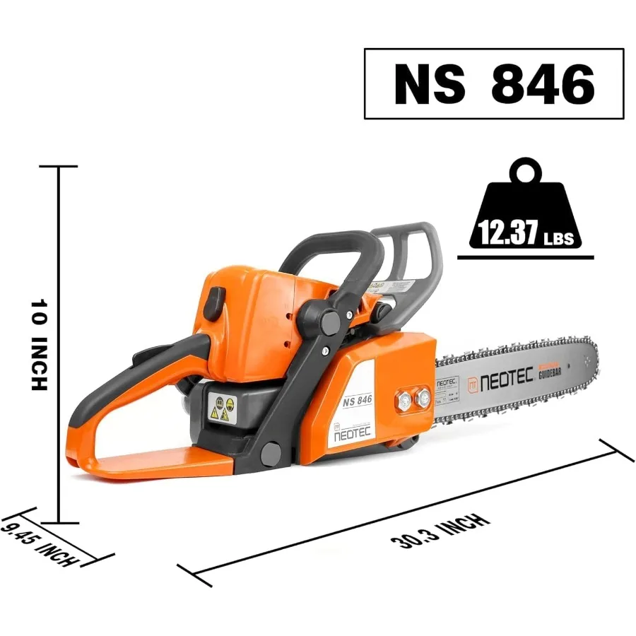 منشار غاز NEOTEC 45.4cc NS846 Powerhead مع شريط توجيه 16 بوصة وسلسلة 3.0 HP 2 24KW منشار سلسلة الطاقة متوافق تمامًا مع #2