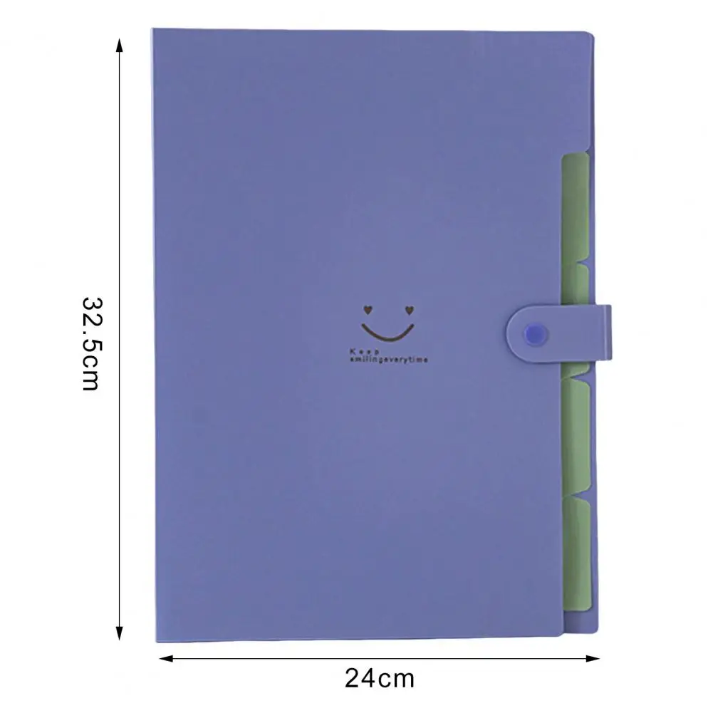 File Organizer A4 Size Document Filing Folder with 4 Pages 5 Layers Reinforced Plastic Snap Closure File Sorter