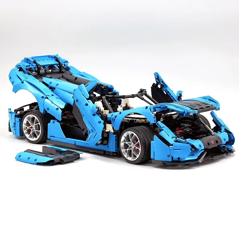 MOC T010 Technical Blue City Super Sport Racing Car Hypercar Building Blocks Bricks Puzzle Educational Toy Christmas Gifts Kids