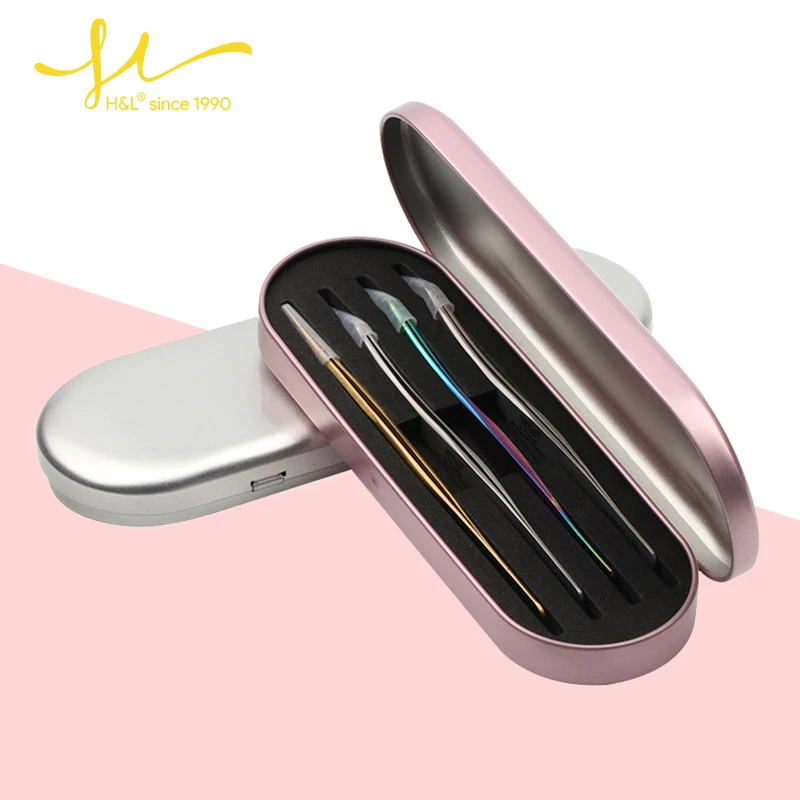 L&H SINCE 1990 Eyelashes Tweezers Box Exquisite Tinplate Protection  Eyelash Extension brushStorage  Box tool