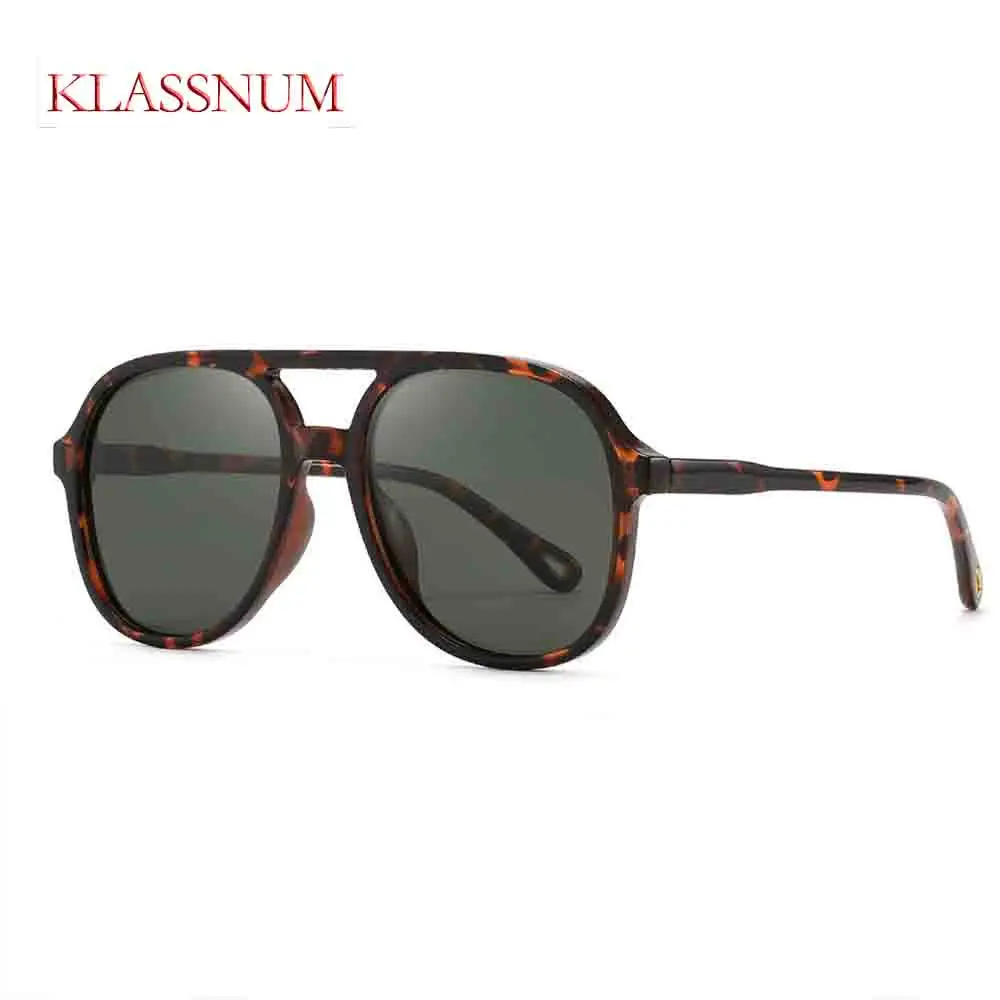 KLASSNUM Classic Double Bridge Square AviatorS Sunglasses Men Women Oversized Frame Gradient Lens UV400 Vintage Driving Eyewear
