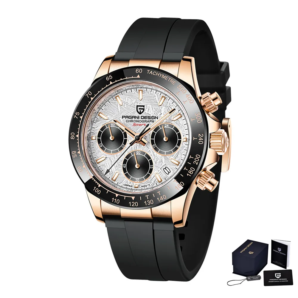 Original New PAGANI DESIGN PD-1664 Luxury Japan VK63 Movt Quartz Wristwatches Sapphire Waterproof Chronograph Gold Reloj Hombre