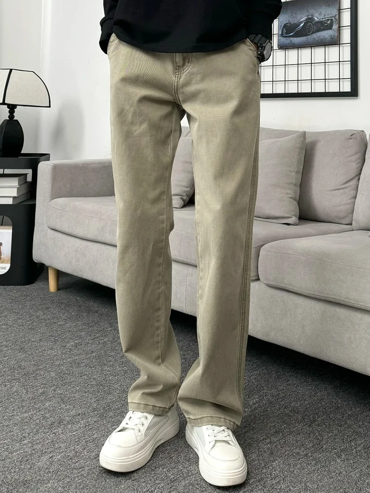 Winter New Style Men's Casual Loose Straight Leg Jeans Fashionable Slim Fit Classic Blue Denim Pants Youthful Trendy Trousers
