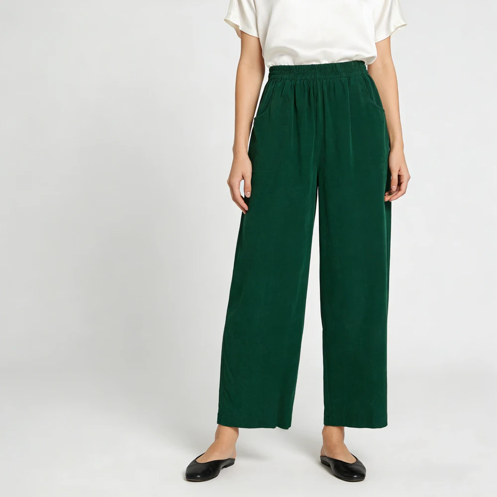 Women's Spring Clothing Double Sided Wear 100% Natural Mulberry Silk Turtle Crack Fragrant Cloud Yarn Elastic Waist Haren Pants