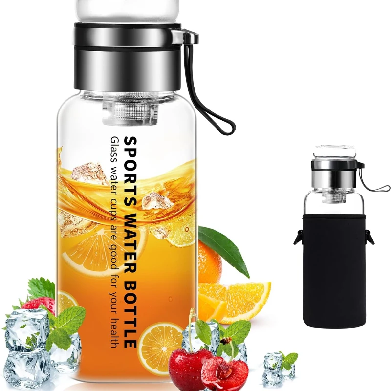 2L Glass Water Bottles Large Capacity Transparent Milk Juice Cup Portable Leakproof Kettle Outdoor Travel Jug Storage Container