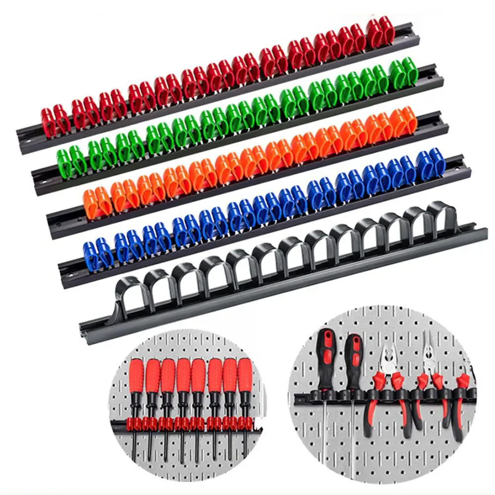 Destornillador de montaje en pared, llave, alicates, organizador, riel ABS, colgador de herramientas de garaje, soporte de estante, talleres, Clips de almacenamiento Disp V1H2