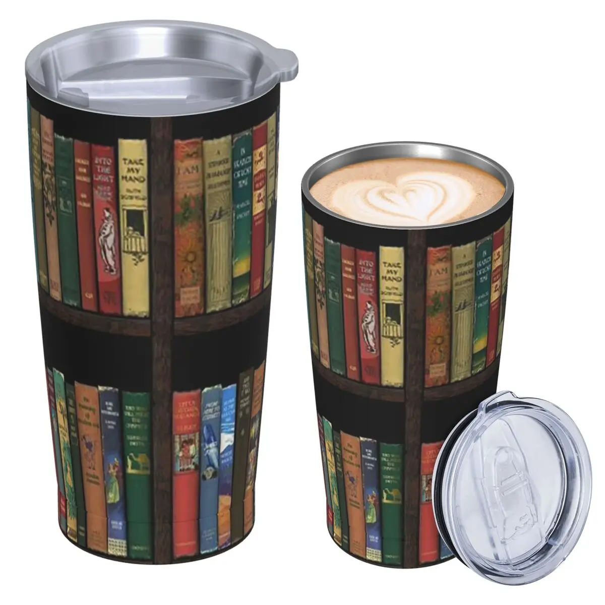 Education Library Book Stainless Steel Tumbler Vacuum Insulated Mug Thermal Cold Cups Straws With Lid 20oz