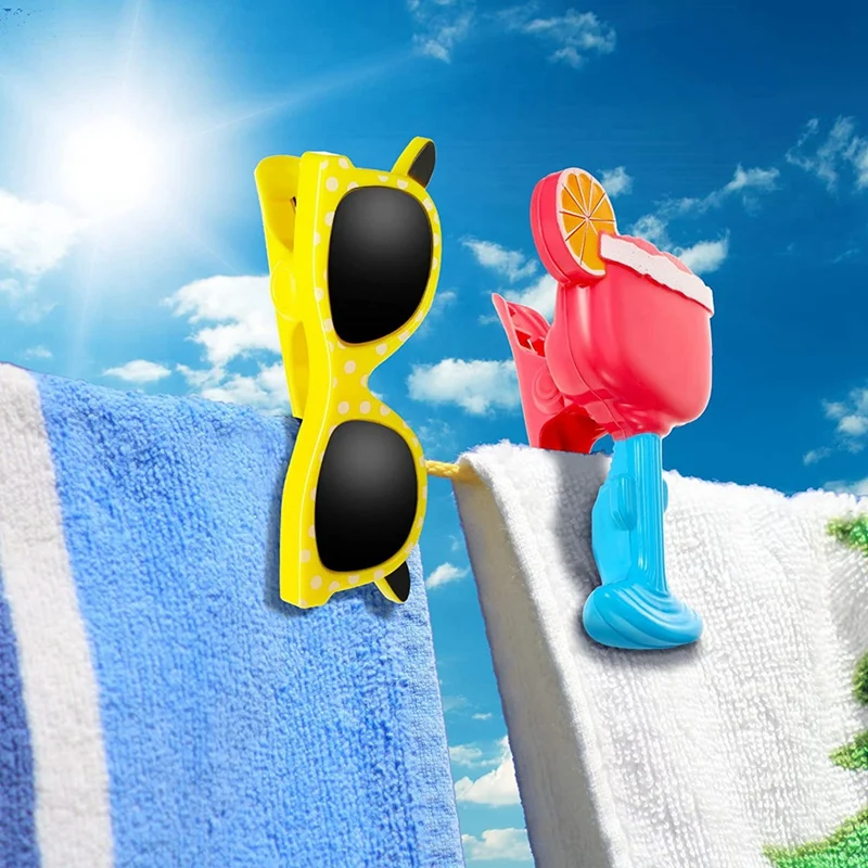 Beach Towel Windproof Clips For Beach Chairs Patio And Pool Accessories Cartoon Cocktail Glasses Towel Clips For Home