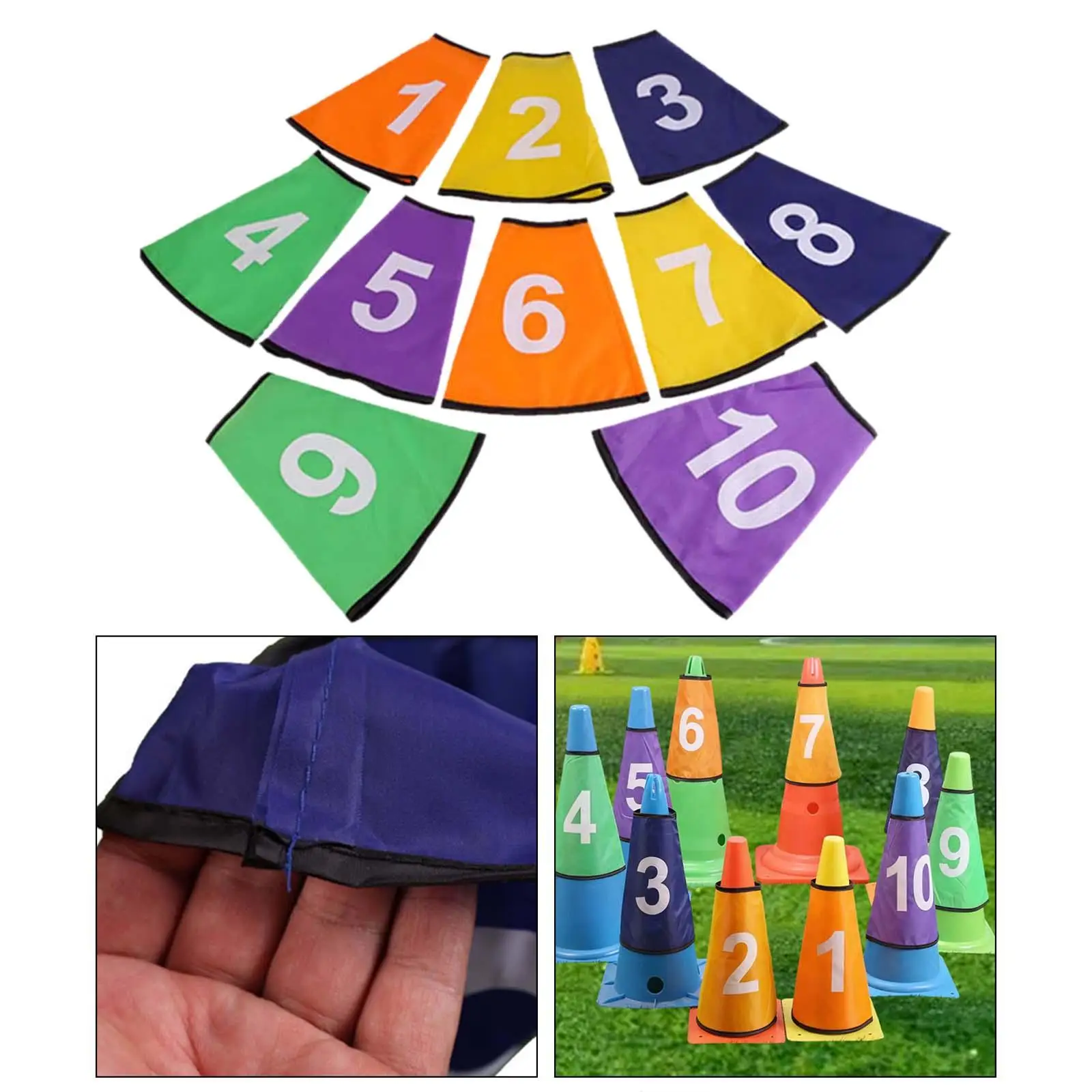 

10 шт. пронумерованные крышки для конусов 1–10 лет, простые в установке, пронумерованные конусные ошейники, ошейники для футбольных конусов с номером, универсальные для улицы