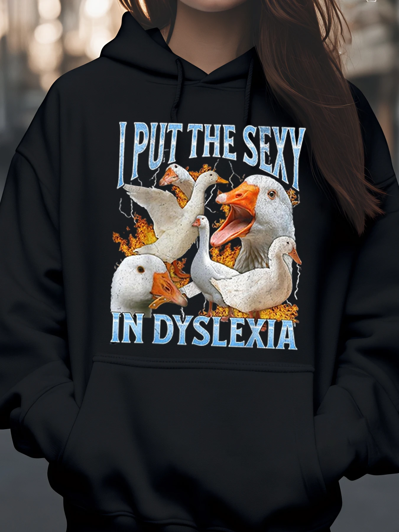 

Толстовка с капюшоном с принтом «Уткая сексуальность в дислексии» на Хэллоуин, забавная повседневная одежда унисекс