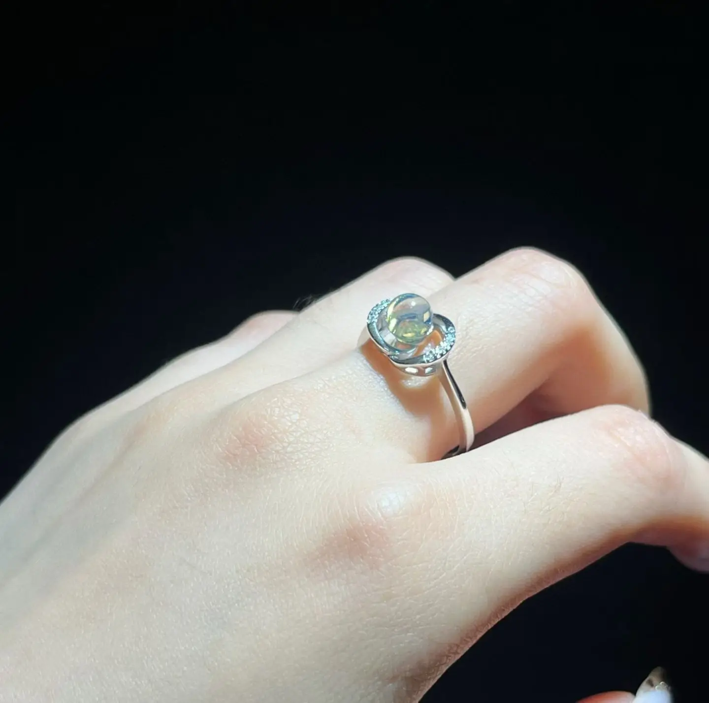 Certificate 925 Silver Natural Dominican Blue Amber Finger Band 18k Rose Gold Plated Sky Color Tail Ring Luxury Timeless Jewelry