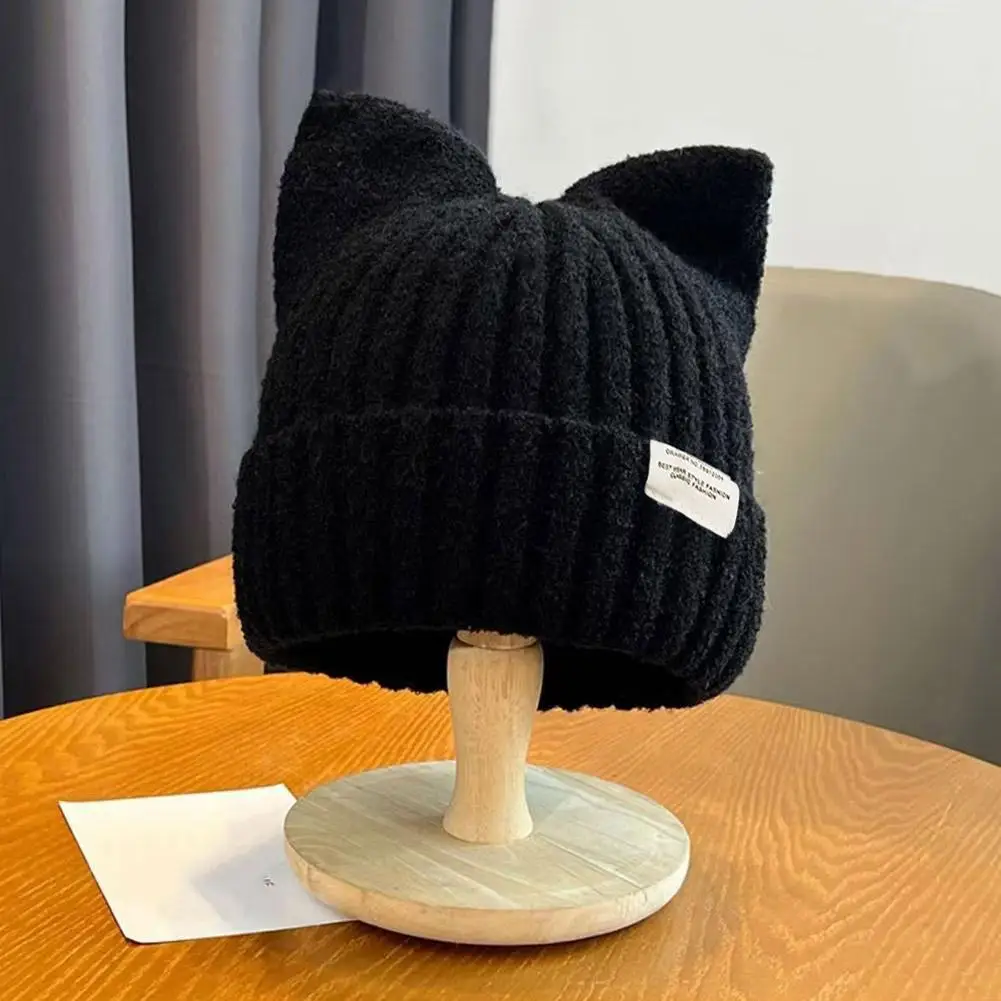 Cat Ear Beanie Winter Hat Warm Knitted Cap with Windproof Thickened Design Cute Autumn Winter Warm Accessories for Women Girls