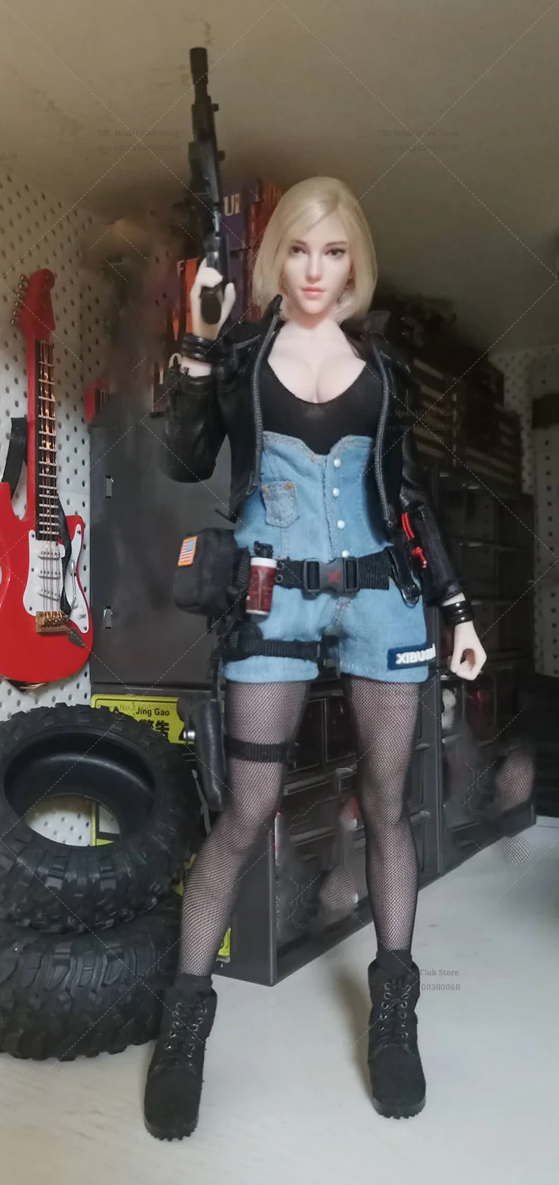 1/6 Scale Female Clothes Vintage American Style Cowboy Overalls High Waist Camisole Jumpsuit For 12-inch Soldier Action Figure