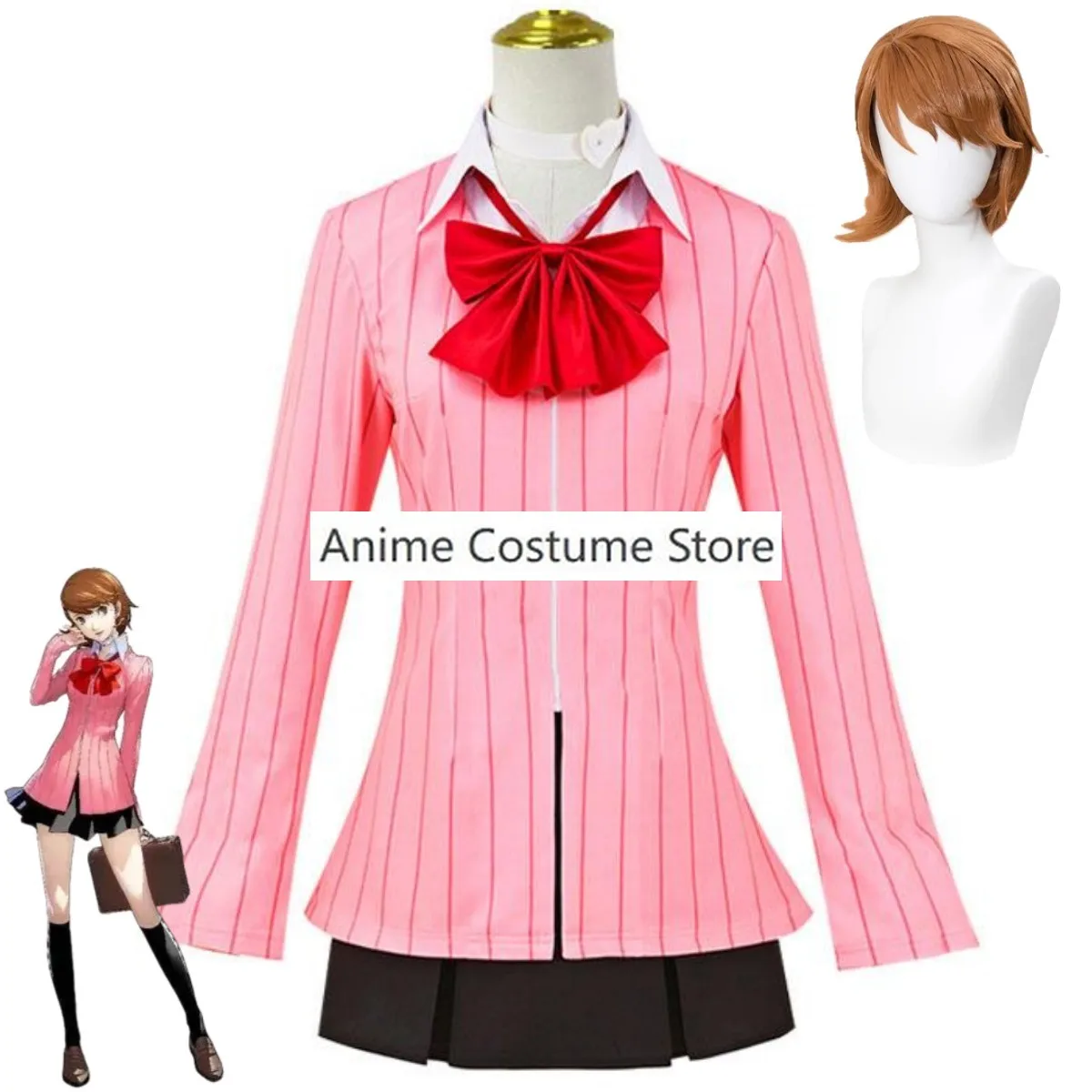 

Anime Game PERSONA3 Yukari Takeba Cosplay Costume Dancing Moon Night Stripe Shirt Coat Skirt Wig Adult Woman Sexy Carnival Suit