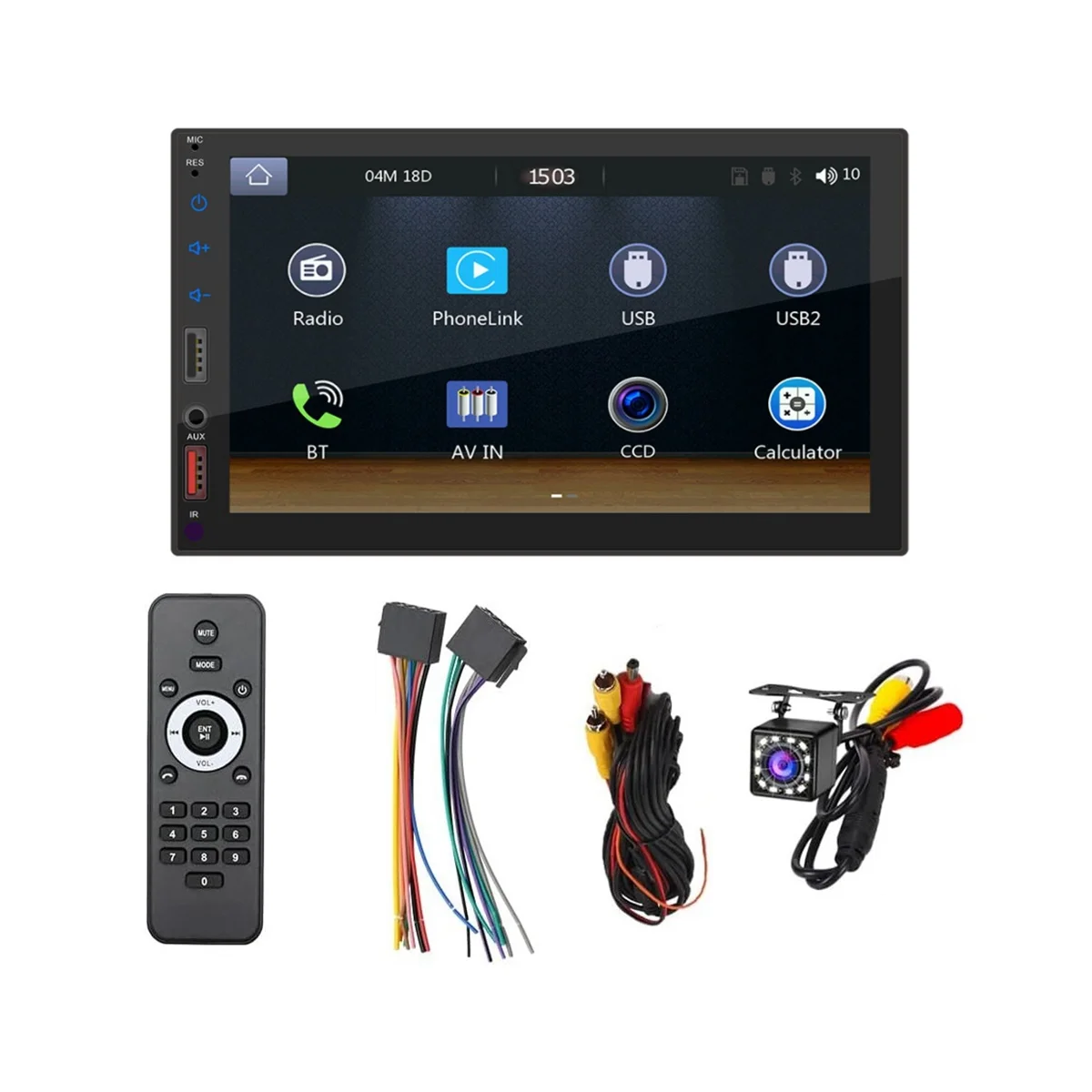 7 Inch Double Din Car Stereo CarPlay Android Auto Mirror-Link, Multimedia Touchscreen Player Bluetooth Radio Camera