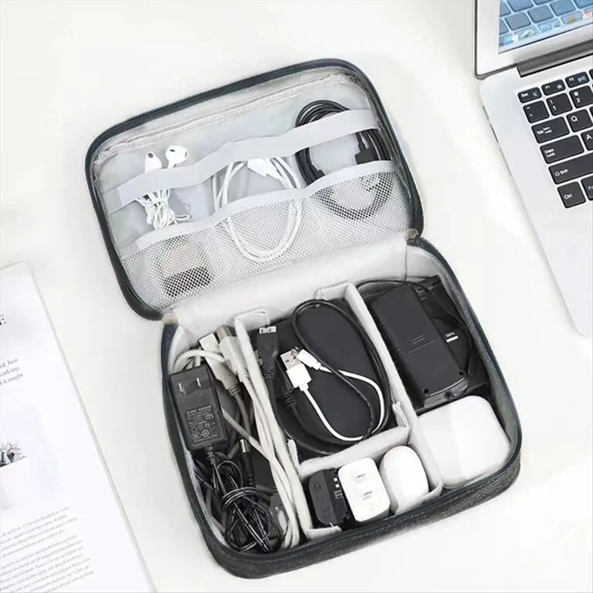 A013 Digital Data Cable Storage Bag Portable Multi-Functional Electronic Accessories Storage Bag,Black