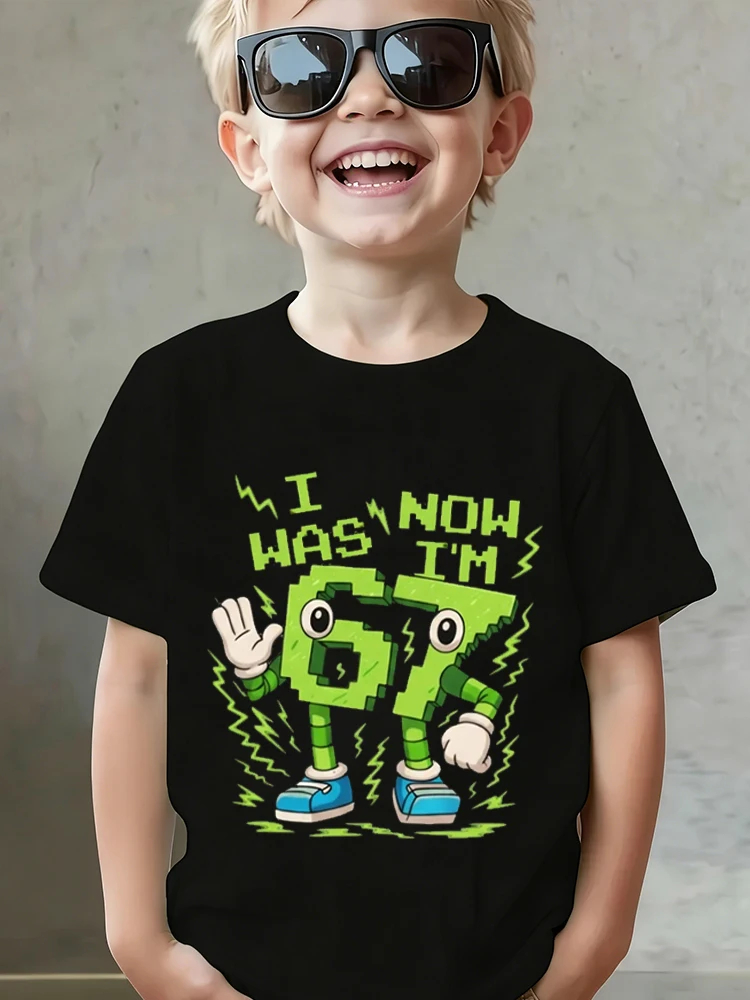 

Забавные футболки на день рождения с надписью «Я был 6, теперь я 7» — мем, итальянский Brainrot, принт «шесть-семь», футболки для мальчиков и девочек, мультяшные подарки, хлопковая уличная одежда