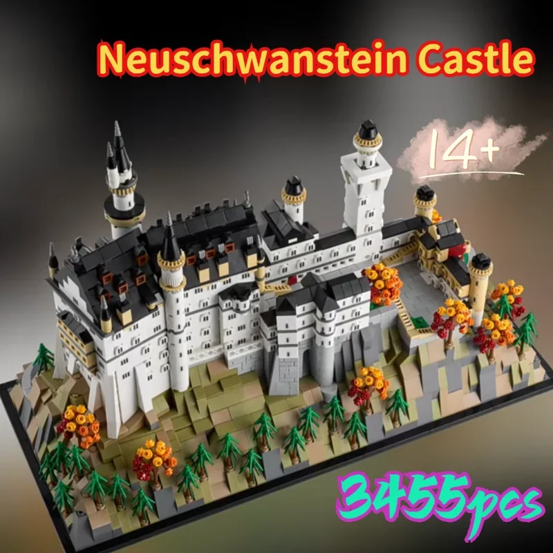 Castillo de Neuschwanstein 2025, modelo arquitectónico, paisaje del bosque europeo, juguete de ladrillo de construcción, regalo de Navidad