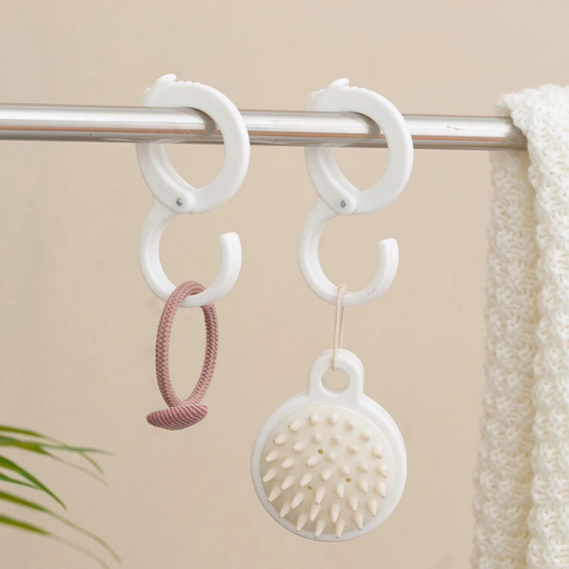 5pcs Windproof Hooks S Shaped Multi-purpose Wardrobe Closet Hook Household Card Position S-hook Ring Buckle With Safety Buckle