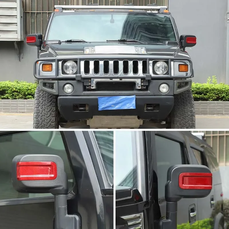 

Real Carbon Fiber Car Side Door Rear View Mirror Grooved Anti-Rub Cover Trim Car Accessories For Hummer H2 2003-2009