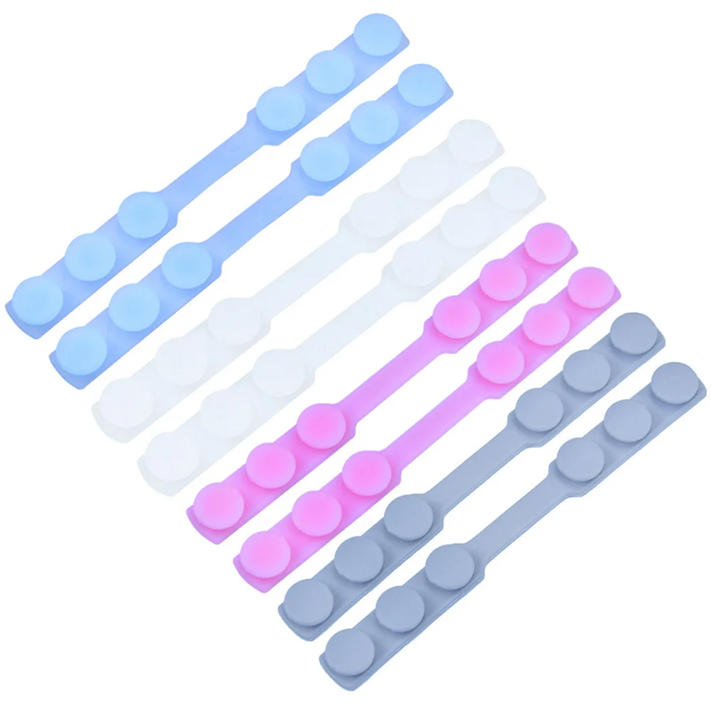 8 قطع قناع تمديد بإبزيم قابل للتعديل، واقي أذن غير قابل للانزلاق، مادة ممتازة قابلة لإعادة الاستخدام للنساء والرجال، أزرق وأبيض ووردي ورمادي #1