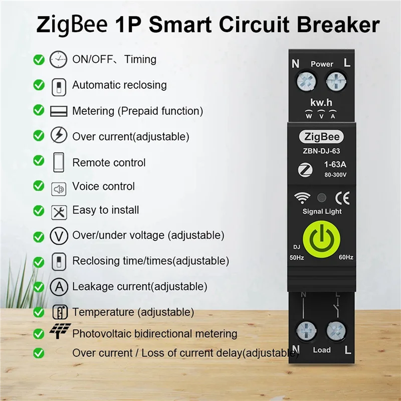

ABVT-2X Tuya Zigbee Интеллектуальный автоматический выключатель Время Фотоэлектрический двунаправленный измерительный счетчик энергии Автоматическое записывание