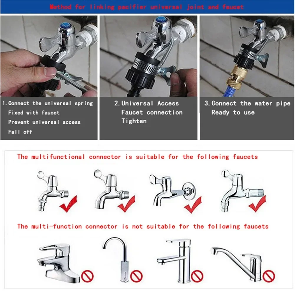 Conector rápido para manguera de jardín, acoplador de tubería de 1/2 3/4 y 1 pulgada, conector de grifo para detener el agua, accesorios para manguera, sistemas de riego