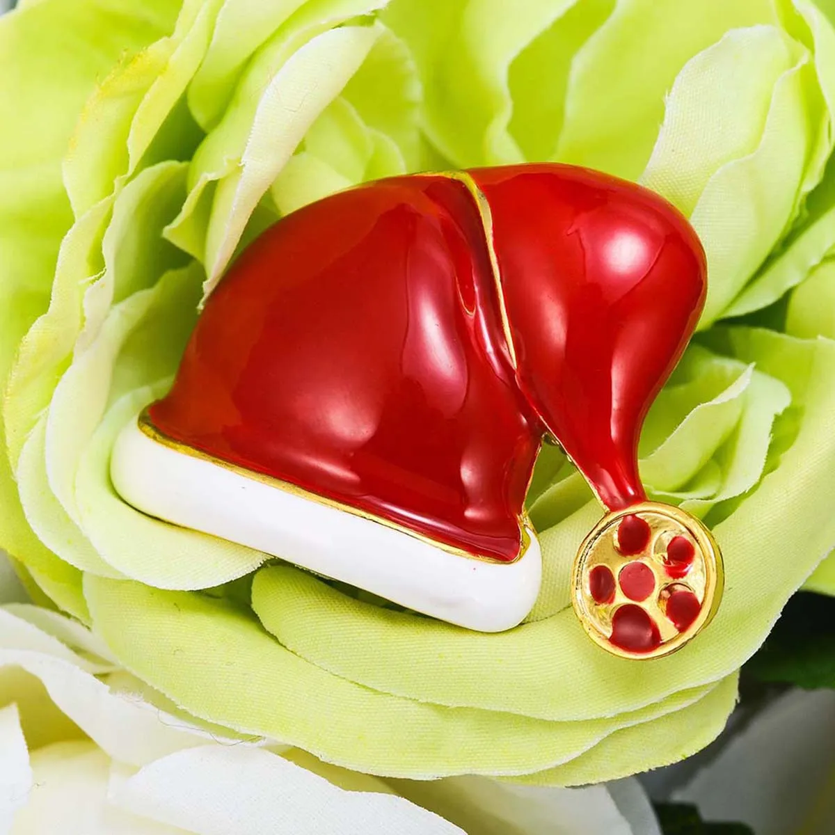 عيد الميلاد المينا سانتا قبعة بروش سبائك حمراء حجر الراين عيد الميلاد عطلة حزب دبوس احتفالي الديكور هدية سانتا قبعة بروش #3