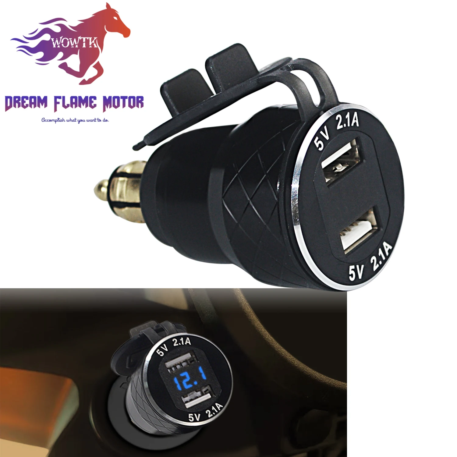 Motorcycle USB Charger Socket DIN Hella Plug Dual QC3.0 Type-C Power Adapter For BMW R1200GS F800S F900XR R1200RT Ducati Triumph