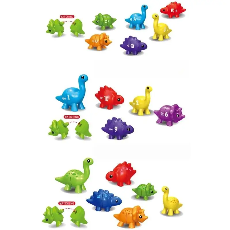 1 Set Montessori per bambini Riconoscimento delle parole a colori per bambini Giocattolo di intelligenza per l'educazione precoce Nuovo abbinamento di lettere di dinosauro