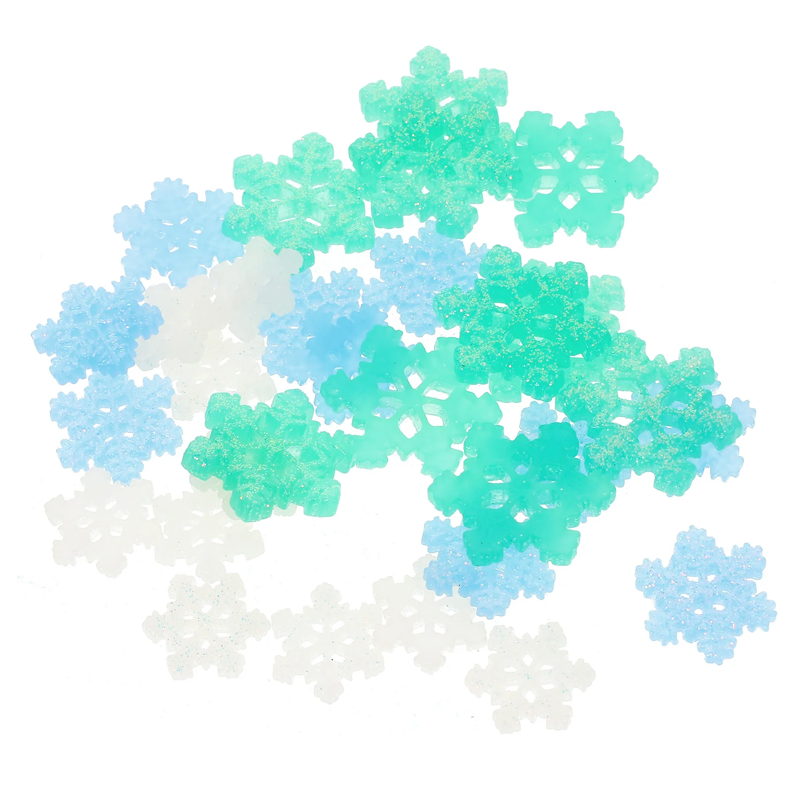 60 قطعة من إكسسوارات راتينج ندفة الثلج لعيد الميلاد دلايات مسطحة جميلة لصياغة ديكورات مصغرة لصنع المجوهرات بنفسك #2