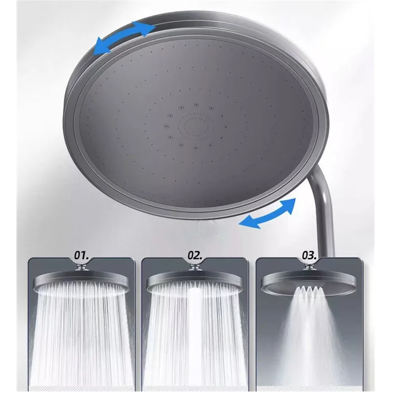 New 6 Modes Large Flow Supercharge Rainfall Shower Head 230mm Round High Pressure Top Spray Rain Showerhead Bathroom Accessories