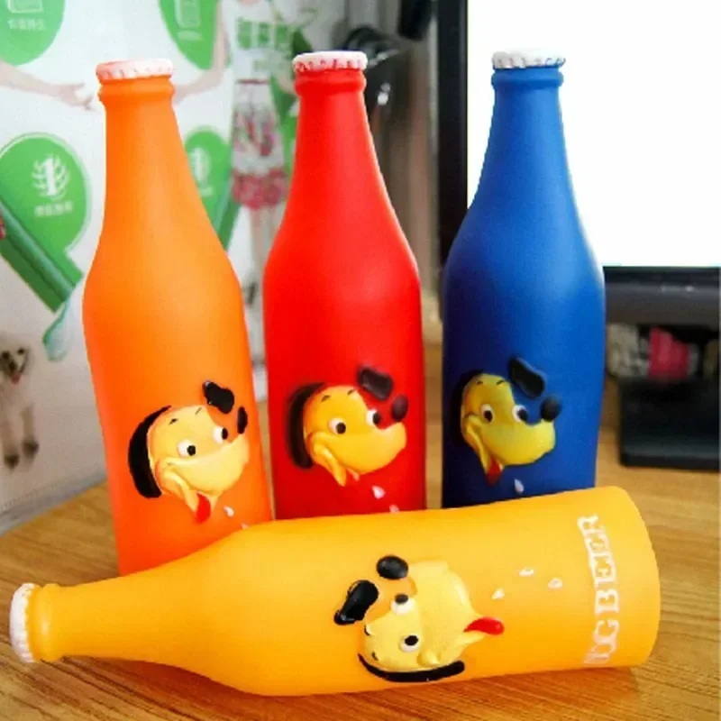 

New Dog Toys Silicone Beer Bottle Brother Dog Pattern Puppy Pet Play Chew Squeaky Toys for Dogs Cats Pets Supplies