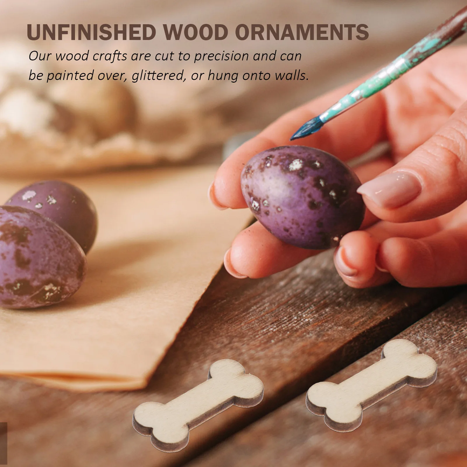 

50Pcs Wood Bone Cutouts Unfinished Wooden Dog Bone Crafts for DIY Projects Paint Tags Signs Ornaments Wall Decor