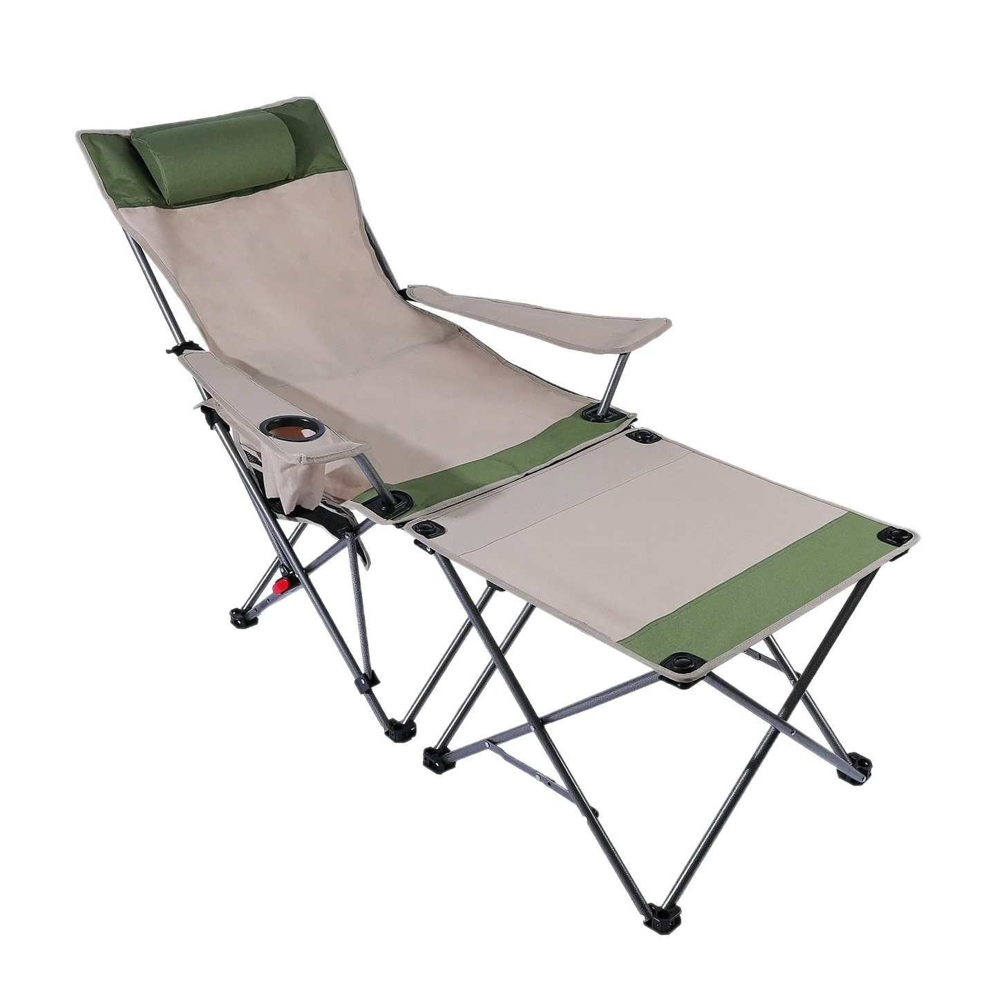 Multi-function Padded Folding Camping Recliner Chair Adjustable Sit & Lie Lazy Lounge Chair for Outdoor Picnic Office Relax