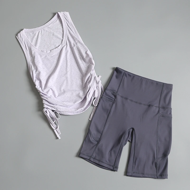

Yoga suit women's summer internet celebrity new Pilates training suit running fitness centre trousers sports vest set