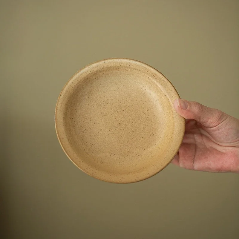 1PC Fine Pottery Pot Bearing Dry Brewing Plate Tea Bearing Retro Pot Bottom Support Tea Ceremony Accessories Refreshment Plate
