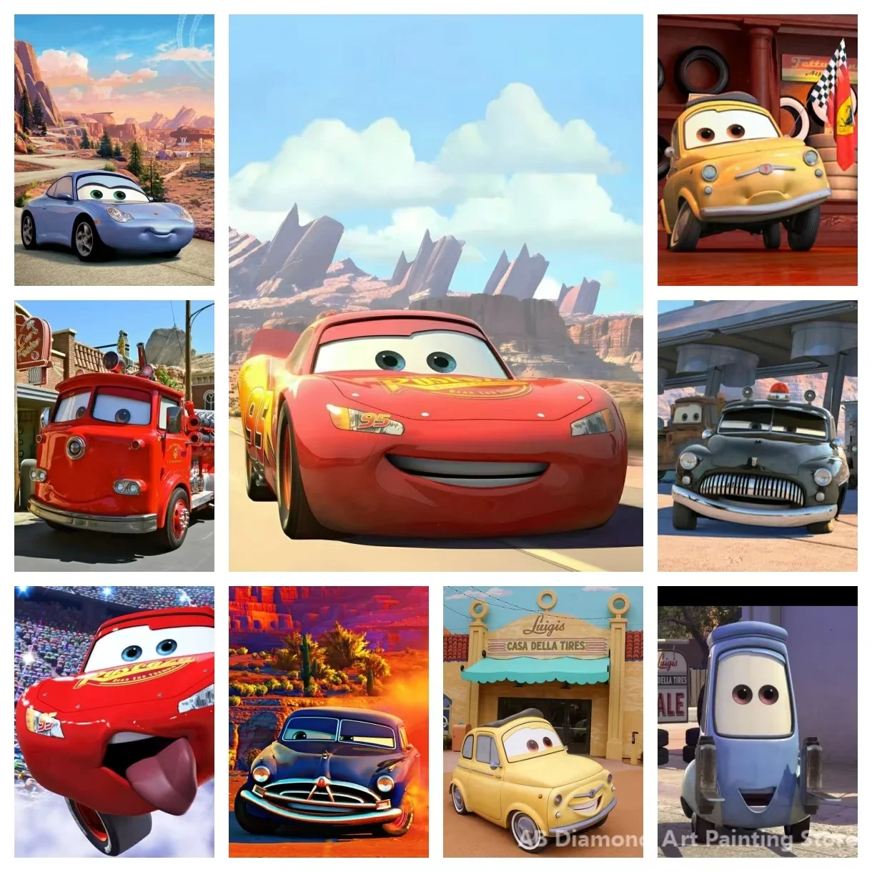 ديزني سيارات الرسوم المتحركة ألواح تلوين حرفية لامعة غرزة الماس التطريز DIY 5D الكرتون فسيفساء الجدار الديكور الفن هدية المنزل