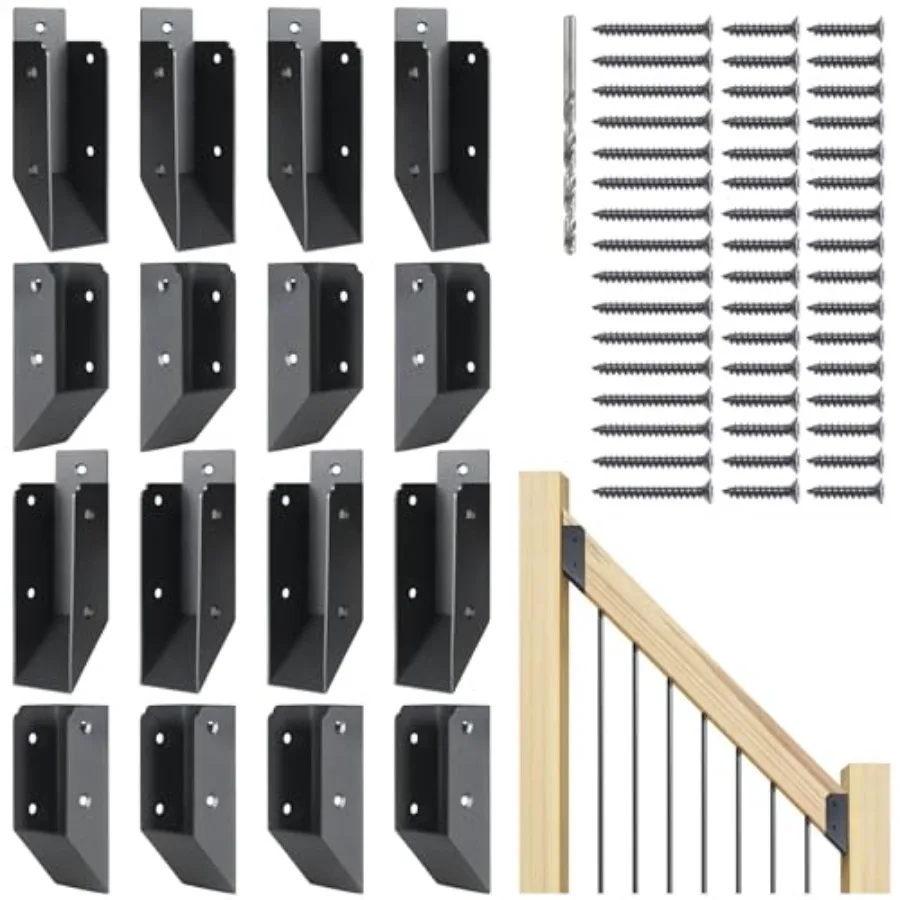 

201 Stainless Steel 2" x"1 ½" x 3 ½" Actual Deck Railing 5° Stair Connectors, for Deck Railing Stair Handrail Connection Instal