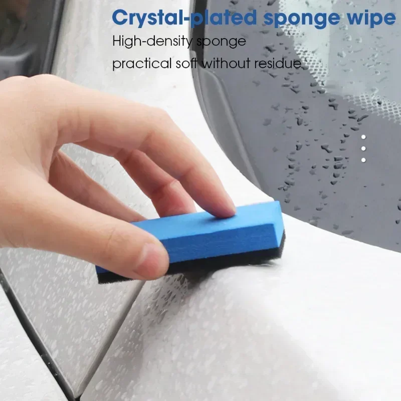 100PCS Car Ceramic Coating Sponge Applicator Glass Nano Wax Coat Sponges Blue Square Sponge and Cloth Car Cleaning Brush