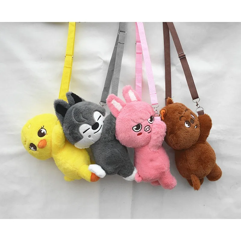 

New STRAY KIDS Bang Chan SKZOO Felix Han Jiniret Doll Messenger Bag Cute Plush Small Schoolbag Fashionable Plush Backpack