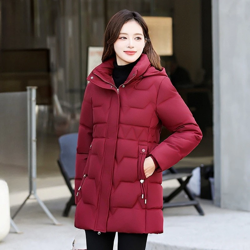 Women's Medium and Long Winter News Slim and Thin Thickened Korean Version Hooded Jacket Comfortable and Beautiful Fashion
