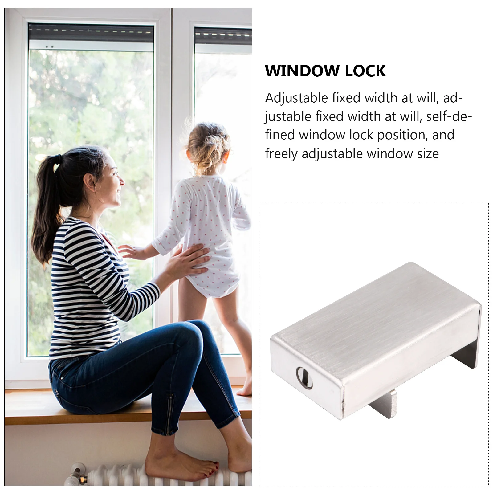 

2Pcs Adjustable Aluminum Alloy Sliding Window Locks Security Lock for Sliding Doors Windows Anti Theft Protective Key Lock