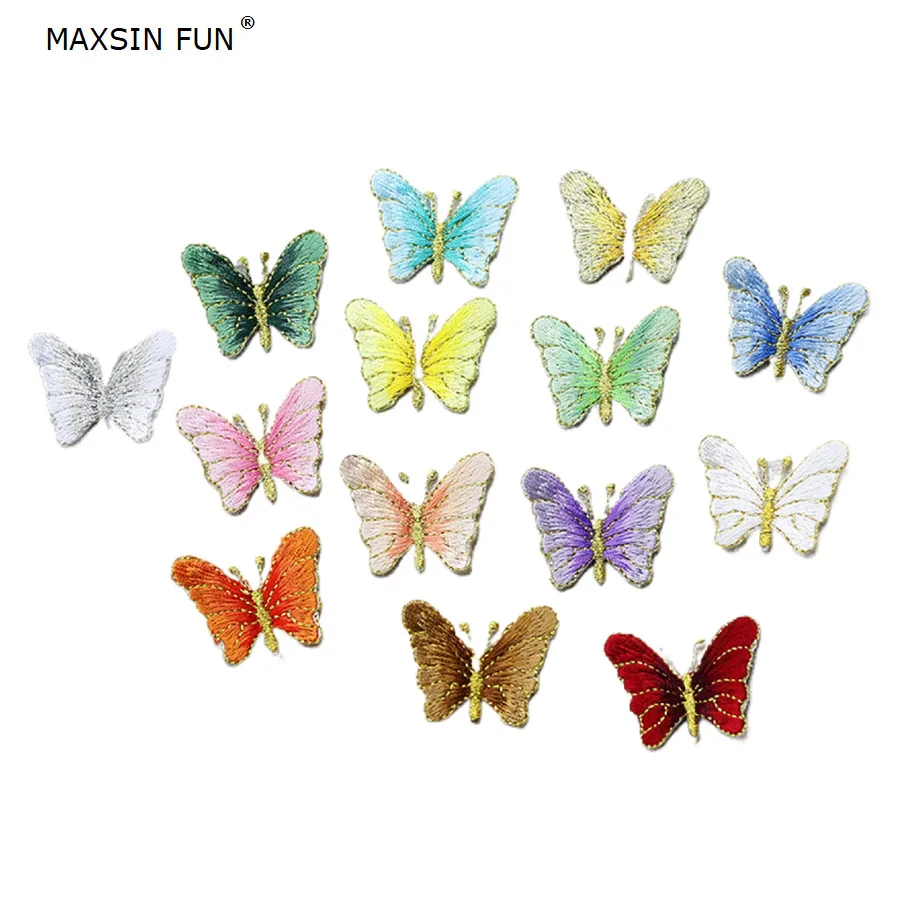 10PCS/LOT Small Embroidered Butterfly Patches Iron On Or Sew Fabric Sticker For Clothes Costume Patches Appliques DIY